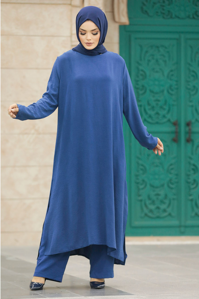  İndigo Mavisi Tesettür İkili Takım 65874IM - 2