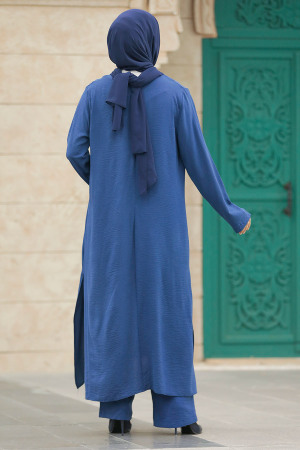  İndigo Mavisi Tesettür İkili Takım 65874IM - 4