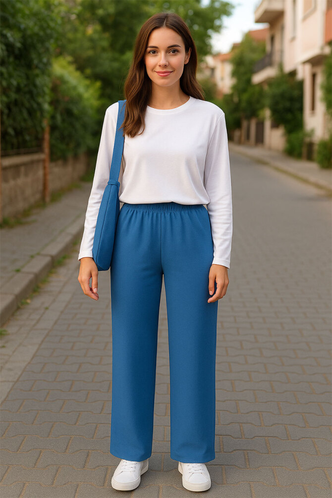 Neva Style - İndigo Mavisi Tesettür Pantolon 95633IM - NEVA STYLE