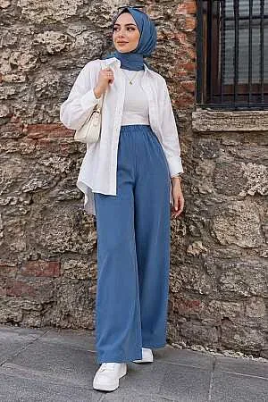  İndigo Mavisi Tesettür Pantolon 95633IM - NEVA STYLE