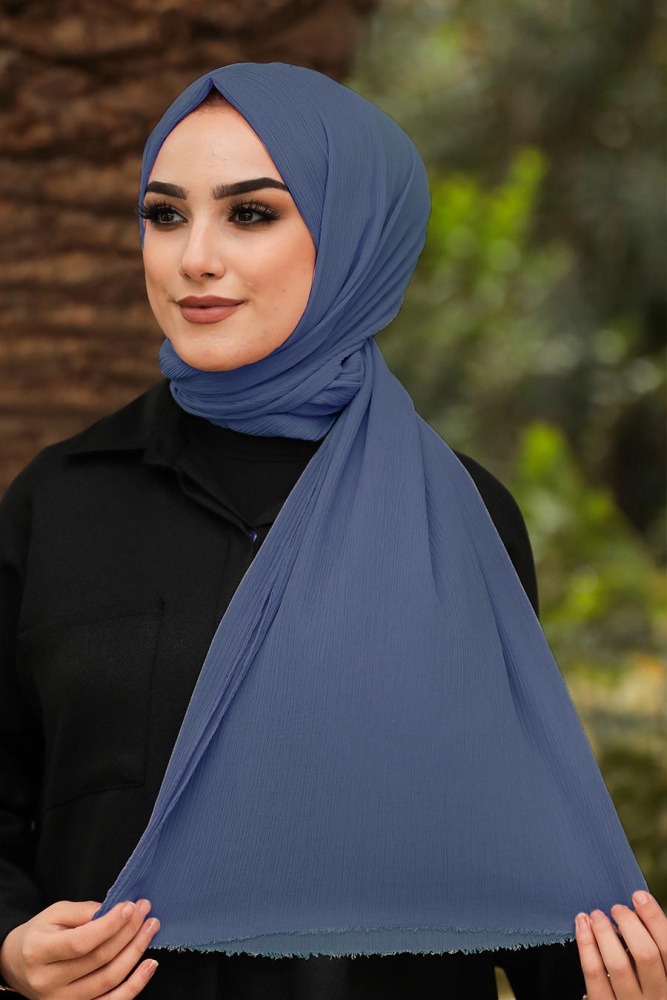 Neva Style - İndigo Mavisi Tesettür Şal 7571IM - 1