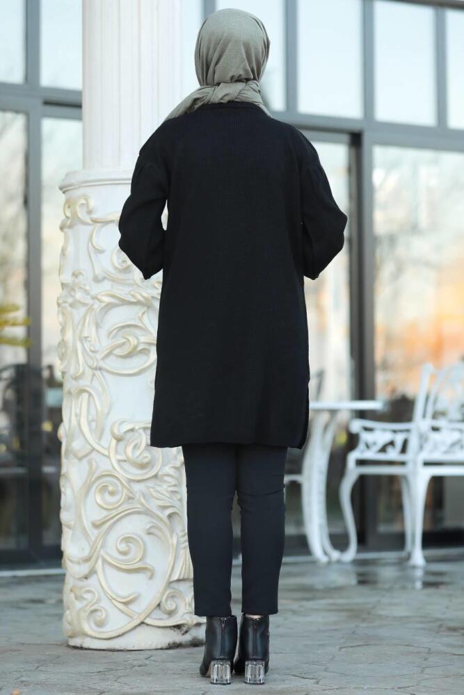 Neva Style - Siyah Tesettür Triko Tunik 20290S - 3