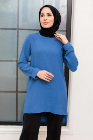 Neva Style - İndigo Mavisi Tesettür Tunik 2146IM - Thumbnail