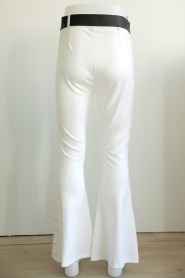 Neva Style - İspanyol Paça Beyaz Tesettür Pantolon 10781B - Thumbnail