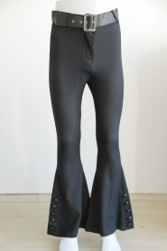 Neva Style - İspanyol Paça Siyah Tesettür Pantolon 1078S - Thumbnail