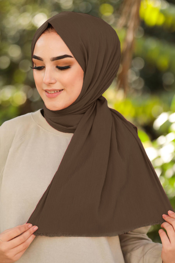 Neva Style - Kahverengi Tesettür Şal 7571KH - 1