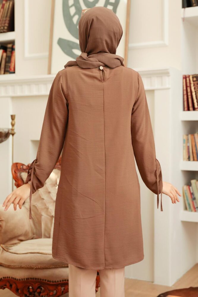 Neva Style - Kahverengi Tesettür Tunik 4044KH - 4