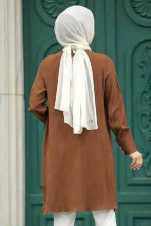 Neva Style - Kahverengi Tesettür Tunik 614KH - 4