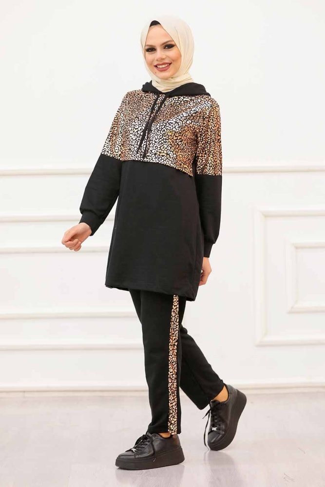 Neva Style - Kapşonlu Bakır Tesettür İkili Takım 65344BKR - 1