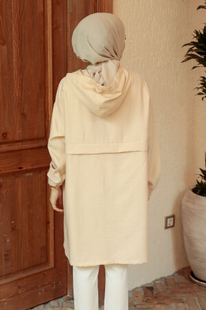 Neva Style - Kapşonlu Bej Tesettür Kap 6220BEJ - 3