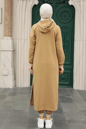 Neva Style - Kapşonlu Bisküvi Tesettür İkili Takım 56090BS - 3