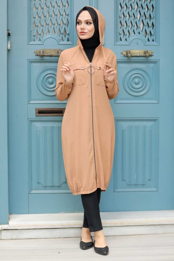 Neva Style - Kapşonlu Bisküvi Tesettür Kap 5030BS - 1