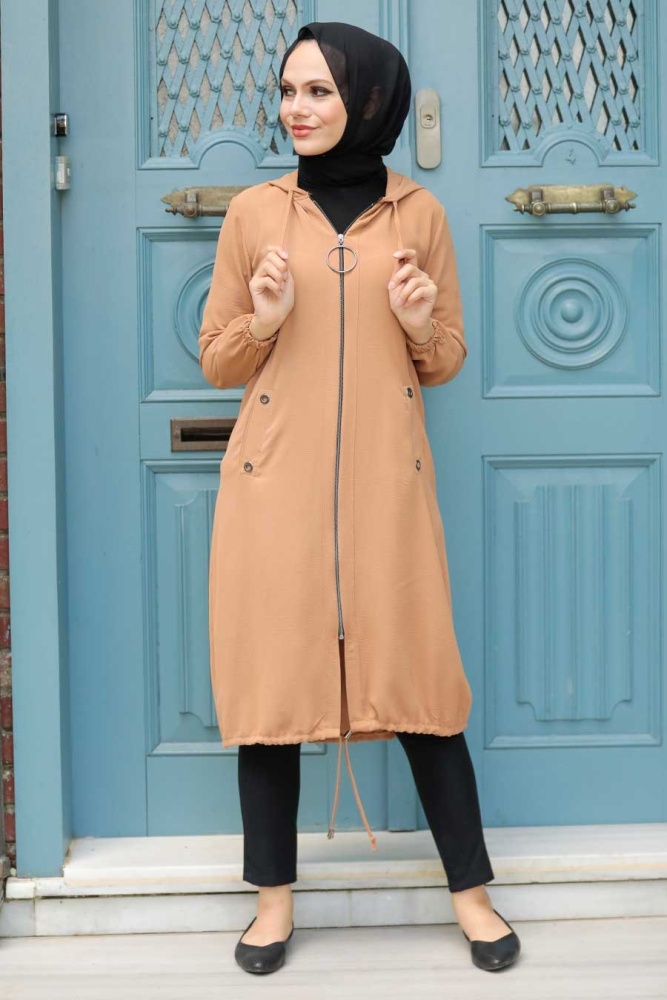 Neva Style - Kapşonlu Bisküvi Tesettür Kap 539BS - 1