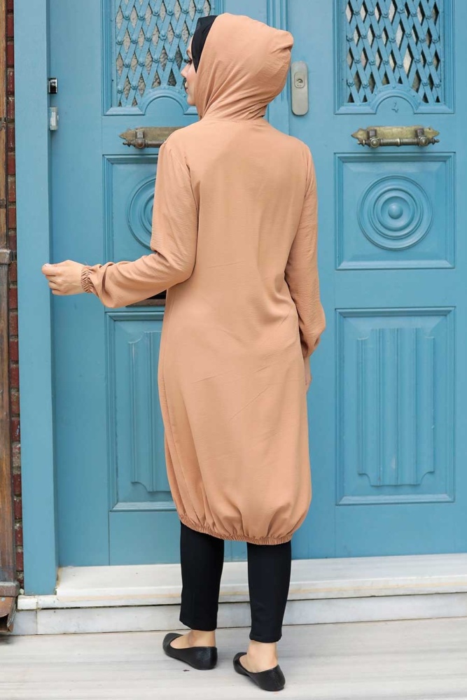Neva Style - Kapşonlu Bisküvi Tesettür Kap 539BS - 2