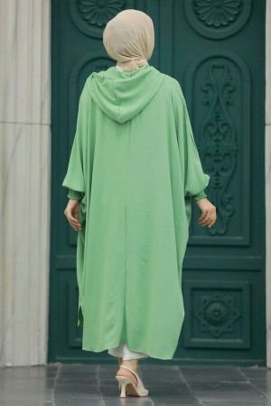 Neva Style - Kapşonlu Çağla Yeşili Tesettür Tunik 20532CY - 4