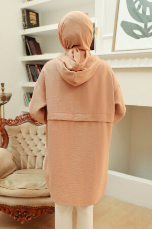 Neva Style - Kapşonlu Camel Tesettür Kap 6220C - 3