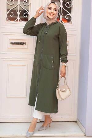  Kapşonlu Haki Tesettür Kap 511HK - 1