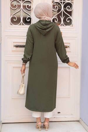  Kapşonlu Haki Tesettür Kap 511HK - 3