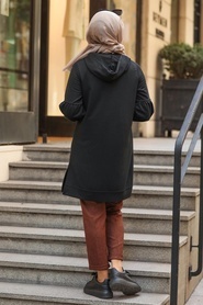 Neva Style - Kapşonlu Siyah Tesettür Sweatshirt 1615S - Thumbnail