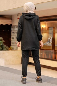 Neva Style - Kapşonlu Siyah Tesettür Sweatshirt 2395S - Thumbnail