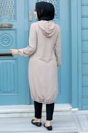 Neva Style - Kapşonlu Vizon Tesettür Kap 5030V - 2