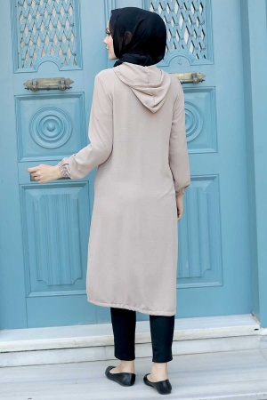Manteau long à capuche – Taupe 539V - 2