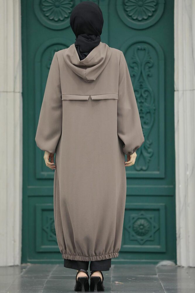 Neva Style - Kapşonlu Vizon Tesettür Kap 5698V - 3