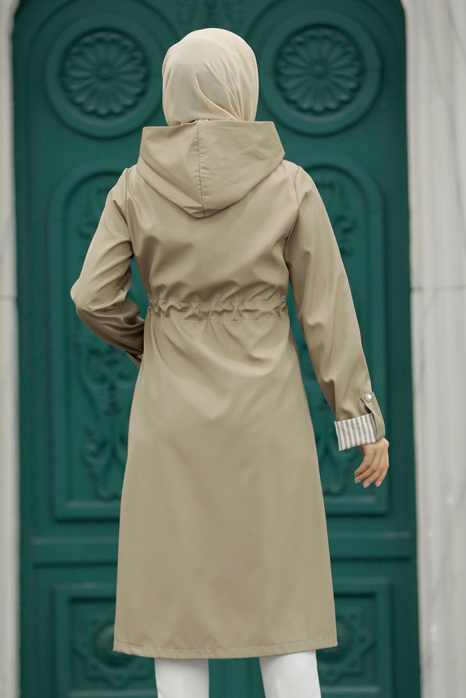Neva Style - Kapşonlu Vizon Tesettür Trençkot 613V - 4