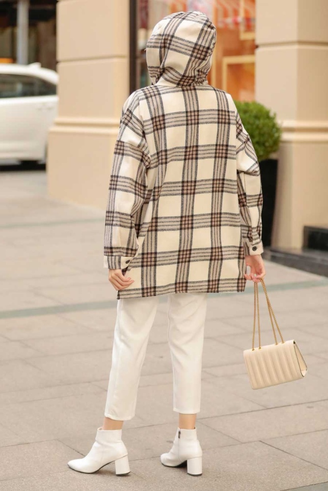 Neva Style - Kareli Vizon Tesettür Gömlek 33791V - 4