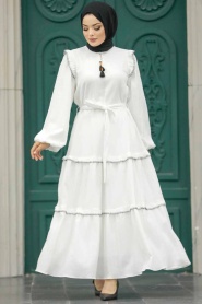 Neva Style - Kat Piliseli Siyah Tesettür Elbise 13471S - Thumbnail