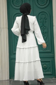 Neva Style - Kat Piliseli Siyah Tesettür Elbise 13471S - Thumbnail