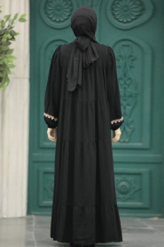 Neva Style - Kat Piliseli Siyah Tesettür Elbise 8966S - Thumbnail
