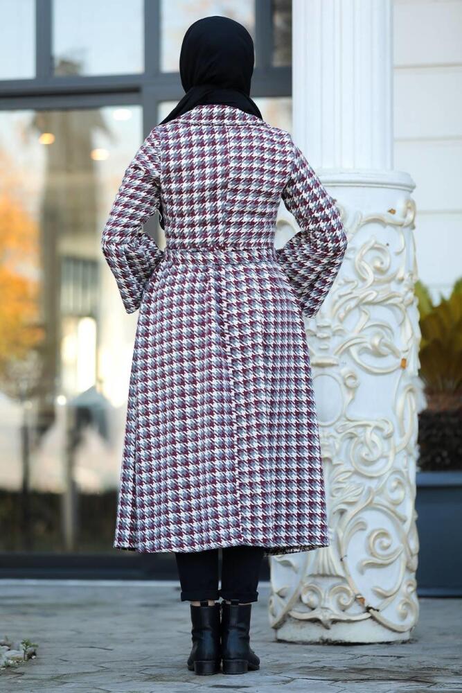 Neva Style - Kazayağı Desenli Bordo Tesettür Kap 50770BR - 3
