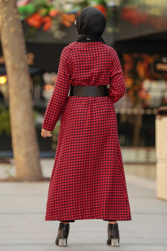Neva Style - Kazayağı Desenli Kırmızı Tesettür Kap 5510K - 3