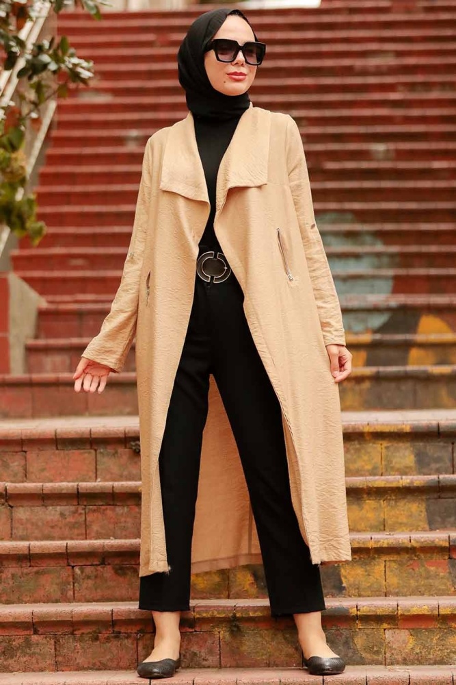 Neva Style - Kemerli Bisküvi Tesettür Kap 41102BS - 2