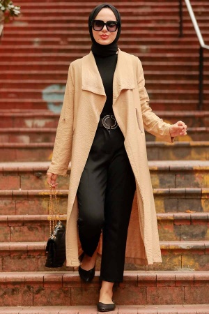 Neva Style - Kemerli Bisküvi Tesettür Kap 41102BS - 1