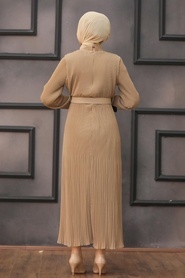 Neva Style - Kemerli Camel Tesettür Elbise 2751C - Thumbnail