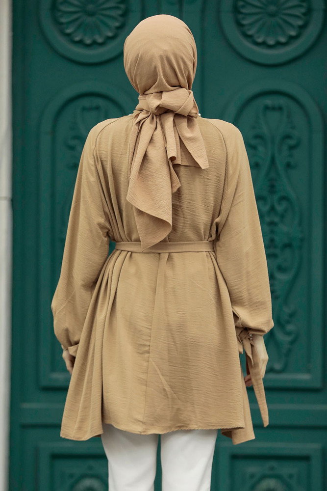 Neva Style - Kemerli Camel Tesettür Tunik 597C - 4