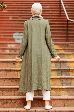 Neva Style - Kemerli Haki Tesettür Kap 41102HK - 2