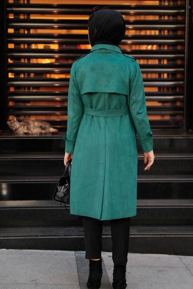 Neva Style - Kemerli Yeşil Tesettür Kap 72070Y - 3
