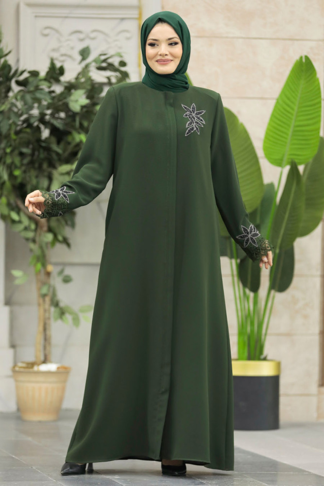 Neva Style - Khaki High Quality Turkish Abaya 62533HK - 2