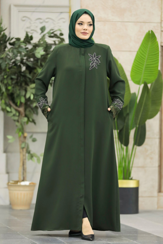 Neva Style - Khaki High Quality Turkish Abaya 62533HK - 3