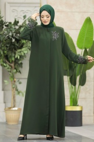 Neva Style - Khaki High Quality Turkish Abaya 62533HK - Thumbnail