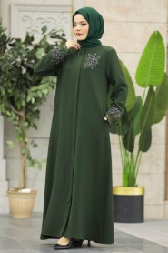 Neva Style - Khaki High Quality Turkish Abaya 62533HK - Thumbnail