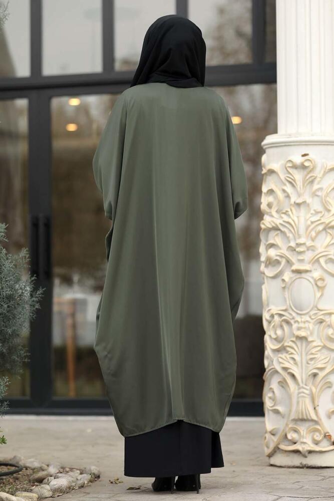 Pul Payetli Haki Tesettür Abaya 9002HK - 2