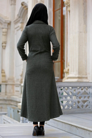 Neva Style - Khaki Hijab Coat 16549HK - Thumbnail