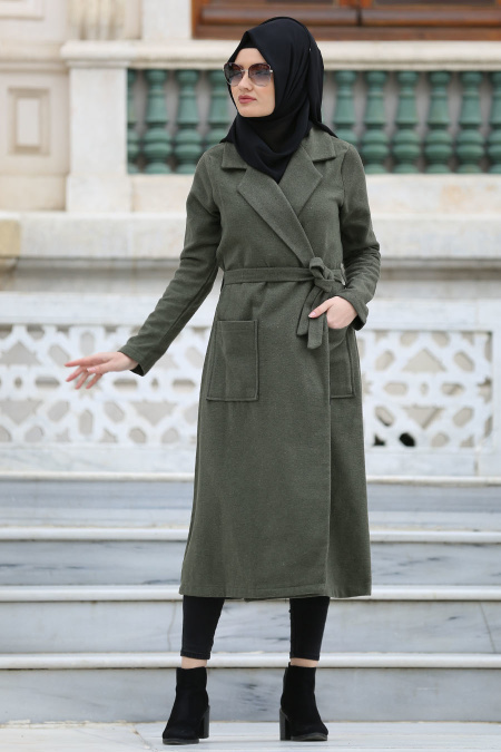 Neva Style - Khaki Hijab Coat 18620HK