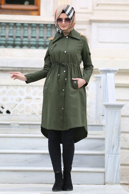 Neva Style - Khaki Hijab Coat 2126HK