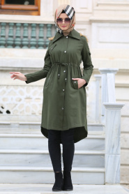 Neva Style - Khaki Hijab Coat 2126HK - Thumbnail