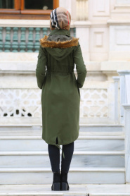 Neva Style - Khaki Hijab Coat 2126HK - Thumbnail